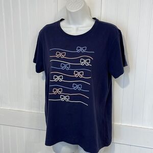 IZOD T-SHIRT pretty blue with multicolor rope knots on front. Size L